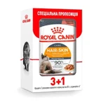 Royal Canin Hair&Skin Консервированный корм с мясом и рыбой для здоровья кожи и красоты шерсти кошек (кусочки в желе), 85 г, 3+1 шт: цены и характеристики