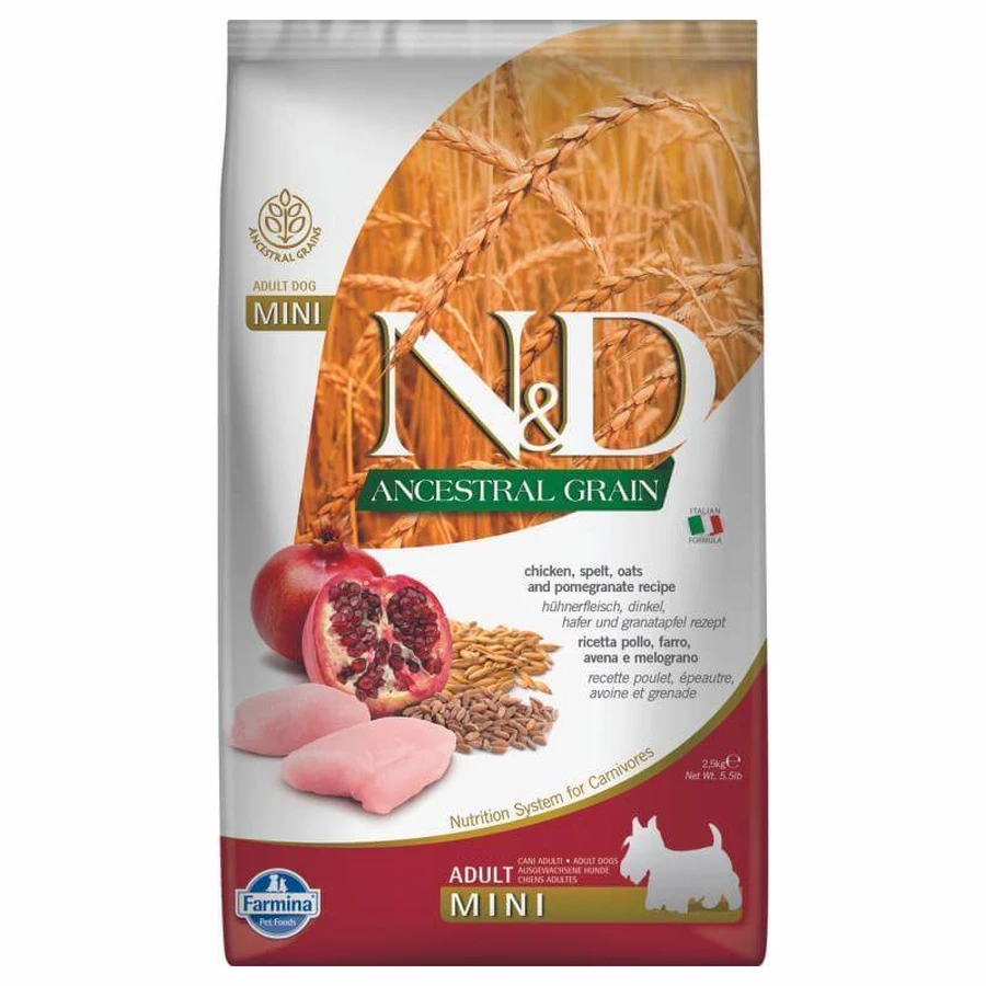 Farmina N&D Low Grain Dog Chicken & Pomegranate Adult Mini – Низькозерновий сухий корм з куркою та гранатом для собак дрібних порід 7 кг: ціни та характеристики