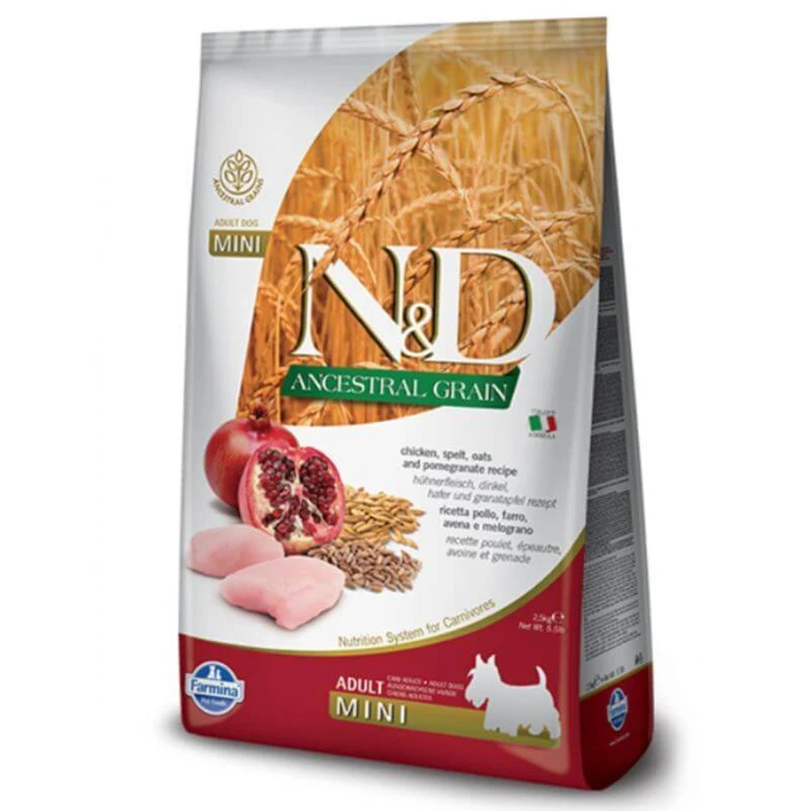 Farmina N&D Low Grain Dog Chicken & Pomegranate Adult Mini – Низькозерновий сухий корм з куркою та гранатом для собак дрібних порід 800 г: ціни та характеристики