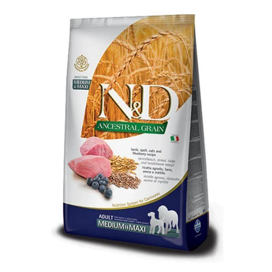 Farmina N&D Low Grain Dog Lamb & Blueberry Adult Medium&Maxi – Низькозерновий сухий корм з ягням та чорницею для собак середніх і великих порід 12 кг: ціни та характеристики