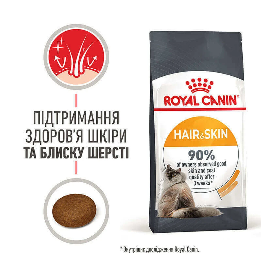 Royal Canin Hair & Skin Care Сухий корм з куркою для кішок з проблемною шерстю, 3,2 кг + 800 г: ціни та характеристики