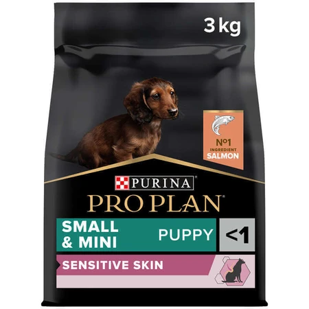 Purina Pro Plan Small&Mini Puppy Sensitive Skin Сухой корм с лососем для щенков мелких пород с чувствительной кожей, 3 кг: цены и характеристики