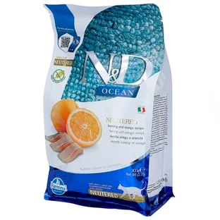 Farmina N&D Ocean Cat Herring & Orange Neutered Adult - Беззерновий сухий корм з оселедцем та апельсином для стерилізованих кицьок 300 г