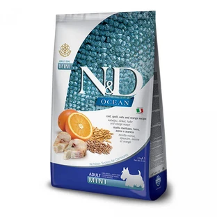 Farmina N&D Ocean Cod, Spelt, Oats & Orange Adult Mini – Низькозерновий сухий корм з тріскою та апельсином для дорослих собак дрібних порід 2,5 кг