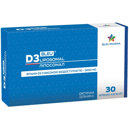 Д3 ЛІПОСОМАЛ/D3 BLEU LIPOSOMAL м’які капсули, №30: ціни та характеристики