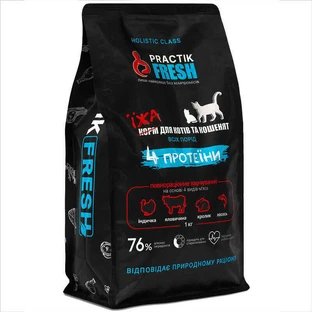 Practik Fresh Сухой корм 4 Протеины для кошек и котят, 1 кг