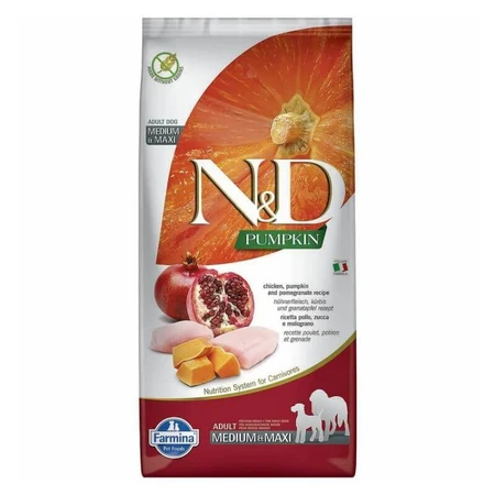 Farmina N&D Pumpkin GF Dog Chicken & Pomegranate Adult Medium & Maxi – Беззерновой сухой корм с курицей, тыквой и гранатом для взрослых собак средних и крупных пород 2,5 кг: цены и характеристики