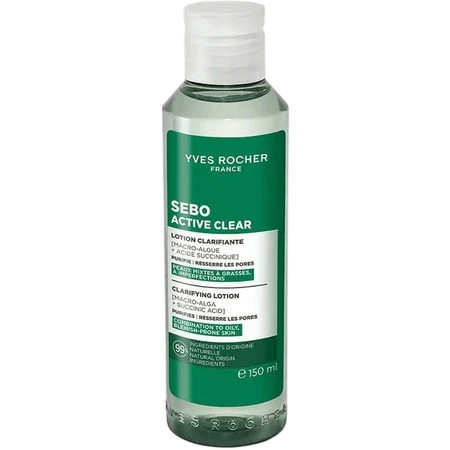 Лосьйон для обличчя Yves Rocher Sébo Active Clear (Себо Актив Кліар) себорегуляція та очищення комбінованої, жирної та проблемної шкіри, 150 мл: ціни та характеристики
