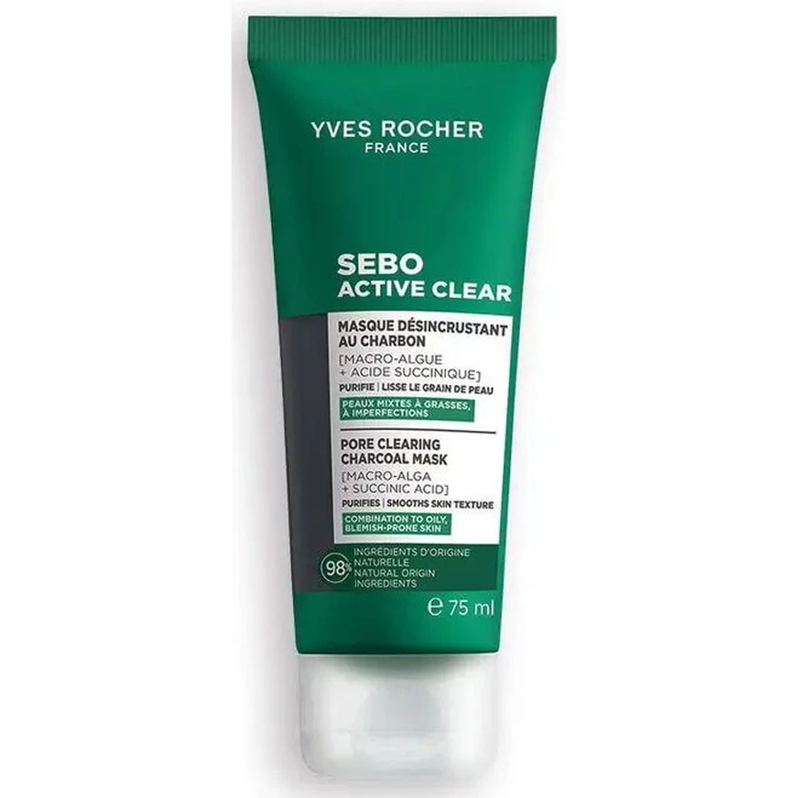 Маска для лица Yves Rocher Sébo Active Clear (Себо Актив Клиар) Сужение пор и очищение жирной, комбинированной и проблемной кожи, 75 мл: цены и характеристики
