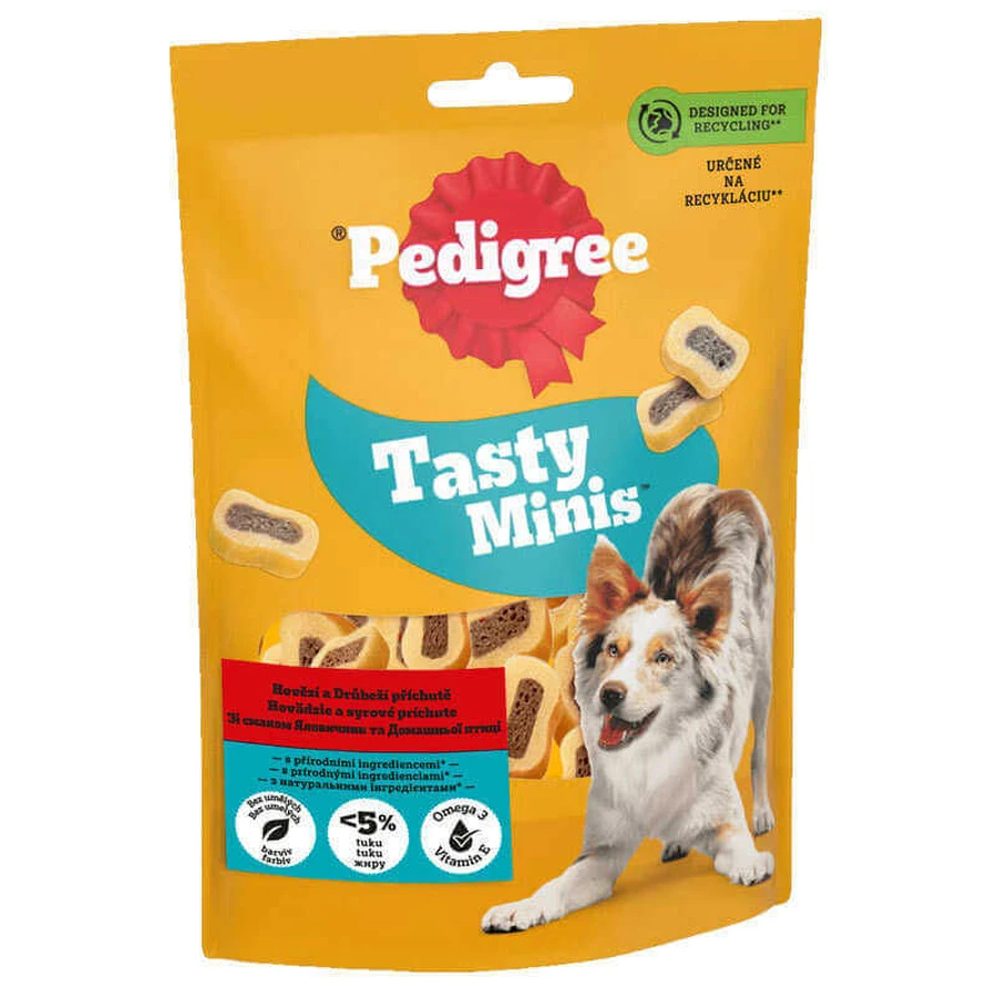Pedigree Tasty Minis Ласощі з яловичиною та домашньою птицею для собак, 155 г: ціни та характеристики