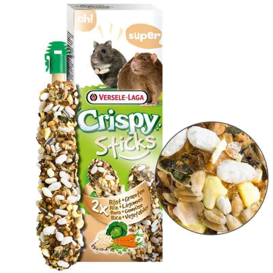 Versele-Laga Crispy Sticks Rice & Vegetables Лакомство Рис с овощами для хомяков, крыс и мышей, 2х55 г: цены и характеристики