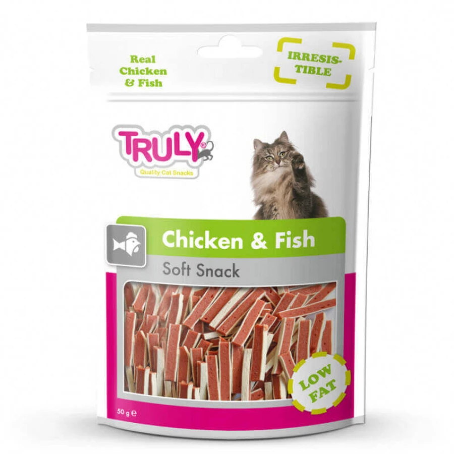 Truly Chicken & Fish Soft Snack Ласощі з куркою та рибою для котів (м'які снеки), 50 г: ціни та характеристики