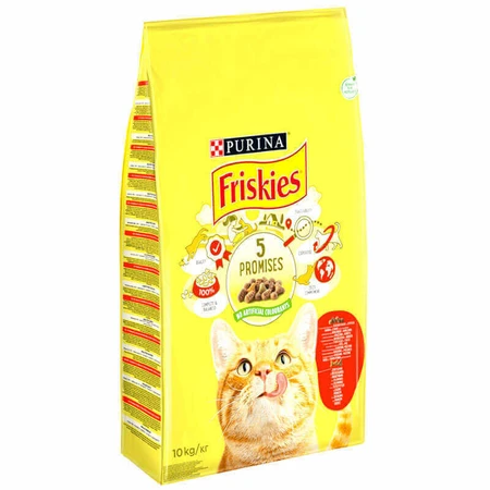 Friskies (Фріскіс) - Сухий корм з яловичиною, куркою та овочами для активних котів 10 кг: ціни та характеристики