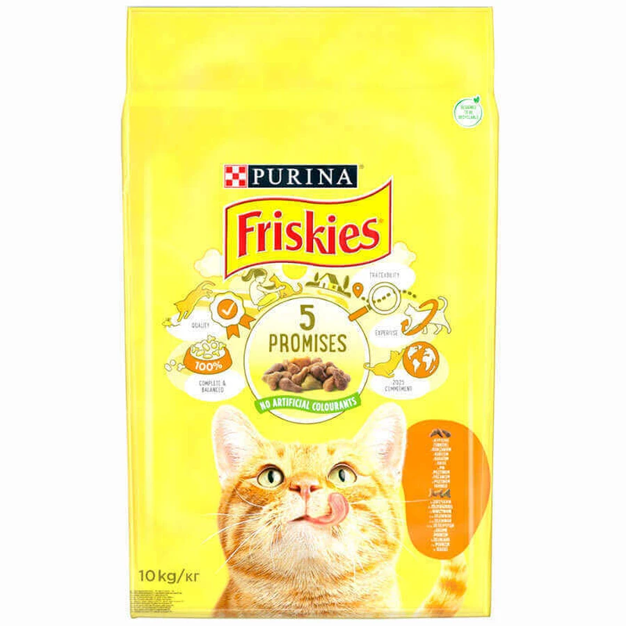 Friskies (Фріскіс) - Сухий корм з куркою та овочами для активних котів 10 кг: ціни та характеристики
