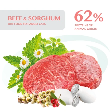 OptiMeal Sterilized Cat Beef & Sorghum Сухой корм с высоким содержанием говядины и сорго для взрослых кошек, 10 кг: цены и характеристики