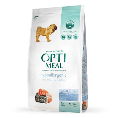 UAnimals OptiMeal Adult Medium & Large Breed Hypoallergenic Salmon Гіпоалергенний сухий корм з лососем для дорослих собак середніх та великих порід, 4 кг: ціни та характеристики