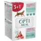 OptiMeal Adult Cats Sensitive Lamb & Turkey fillet Беззерновой влажный корм с ягненком и индейкой для котов с чувствительным пищеварением (кусочки в соусе), 3+1 шт (85 г)