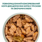 OptiMeal Adult Cats Cod Fish & Vegetable in jelly Консервований корм з тріскою та овочами для дорослих котів (шматочки в желе), 3+1 шт (85 г): ціни та характеристики