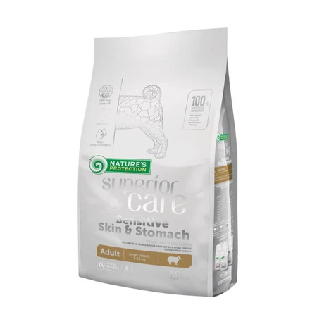 Nature's Protection Superior Care Sensitive Skin&Stomach Adult Small Breeds Сухой корм с мясом ягненка для взрослых собак мелких пород с чувствительным желудком, 1,5 кг: цены и характеристики