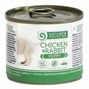 Nature's Protection Puppy chicken & rabbit Консервированный корм с мясом курицы и кролика для щенков, 200 г