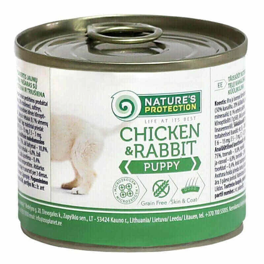 Nature's Protection Puppy chicken & rabbit Консервированный корм с мясом курицы и кролика для щенков, 200 г: цены и характеристики