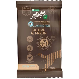 Nature's Protection Lifestyle Grain Free White fish Active & Fresh Беззерновое лакомства с белой рыбой для активных молодых собак, 150 г
