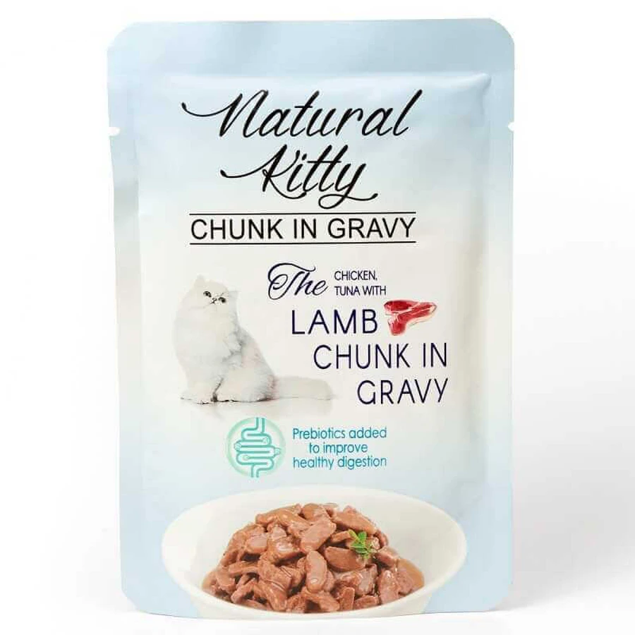 Natural Kitty Chunk in Gravy Chicken, Tuna with Lamb Влажный корм кусочки курицы и тунца с легкими ягненка в соусе для котов, 85 г: цены и характеристики