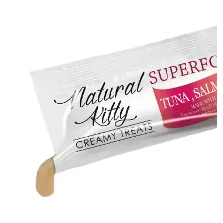 Natural Kitty Creamy Treats Tuna with salmon & cranberry Ласощі Крем-снек зі смаком тунця, лосося та журавлини для котів, 4х12 г: ціни та характеристики