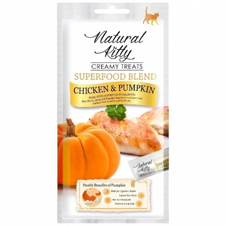 Natural Kitty Chicken&pumpkin Ласощі Крем-снек зі смаком гарбуза та курки для котів, 4х12 г: ціни та характеристики