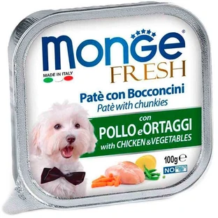 Monge Dog Fresh Chicken&Vegetables Консервований корм з куркою та овочами для собак (шматочки в паштеті), 100 г