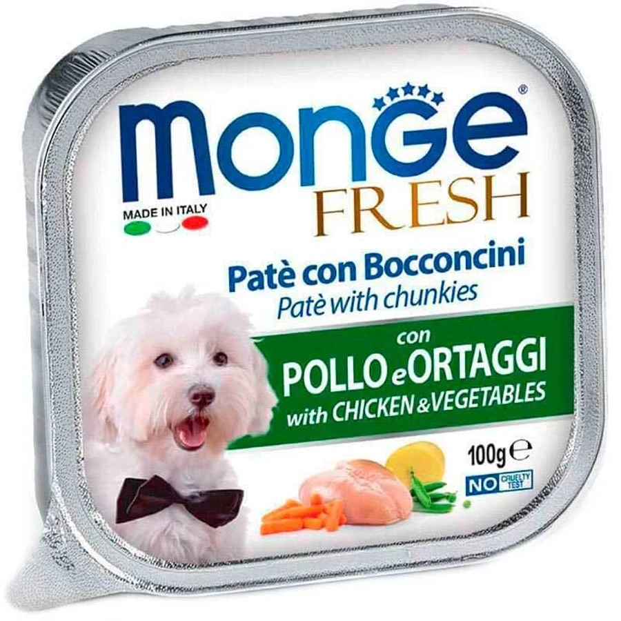 Monge Dog Fresh Chicken&Vegetables Консервований корм з куркою та овочами для собак (шматочки в паштеті), 100 г: ціни та характеристики