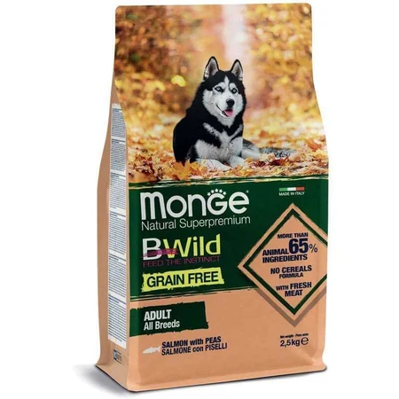 Monge BWild Grain Free Salmon & Peas Adult All Breeds Беззерновий корм з лососем та горохом для дорослих собак усіх порід, 2,5 кг: ціни та характеристики