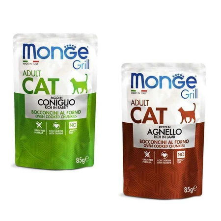 Monge Grill Adult Cat Multipack Rabbit&Lambb Набір паучів з кроликом та ягням для дорослих котів, 12х85 г: ціни та характеристики
