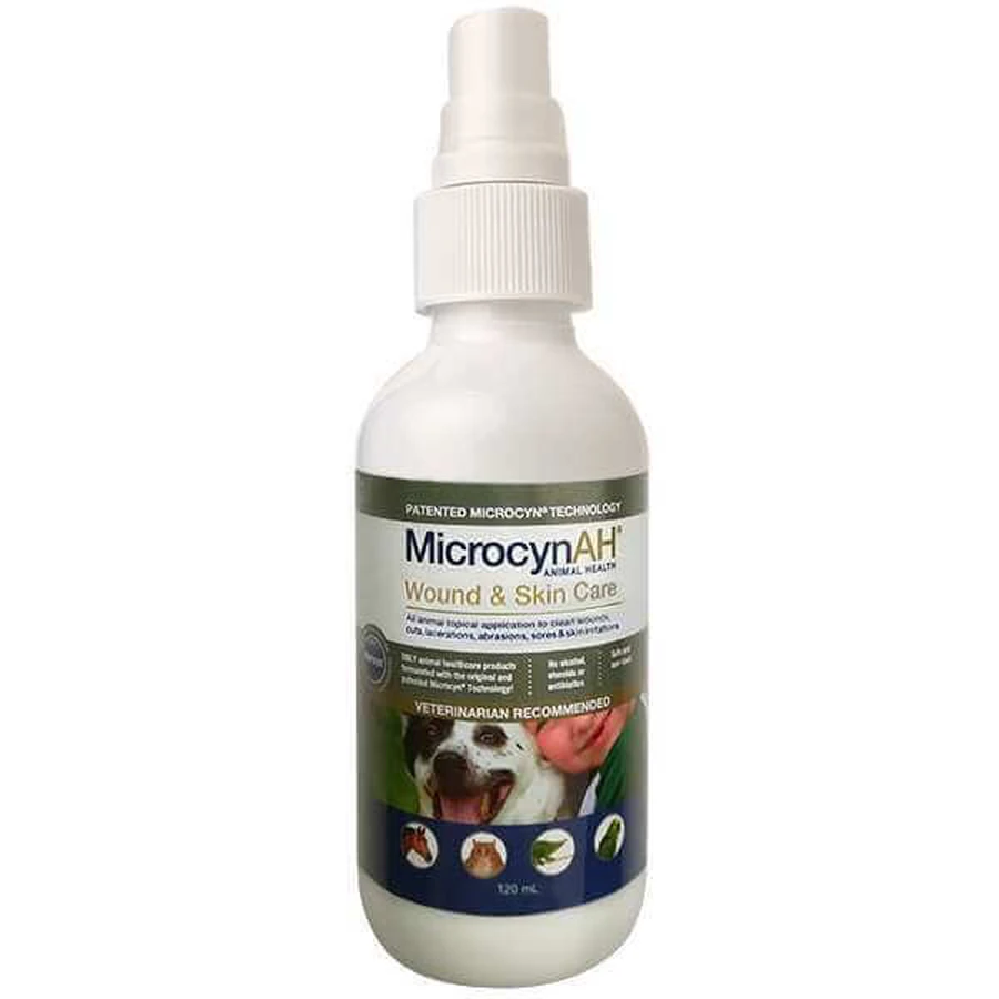 MicrocynAH Wound & Skin Care Liquid Спрей для обробки ран і догляду за шкірою всіх видів тварин, спрей-рідина, 120 мл: ціни та характеристики