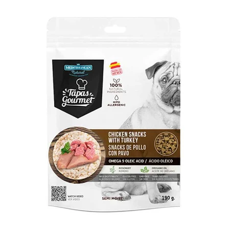 Mediterranean Natural Tapas Gourmet Chicken&Turkey Натуральні ласощі з куркою та індичкою для собак, 190 г: ціни та характеристики