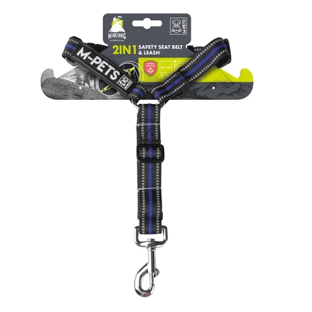 M-Pets Hiking Safety Seat belt&Leash Ремень безопасности в автомобиль и поводок для прогулок с собакой, 2,5х34-53 см (Синий): цены и характеристики