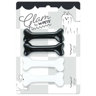 M-Pets Glam Набір шпильок-кісточок для собак, 4 шт. (Біло-чорний)