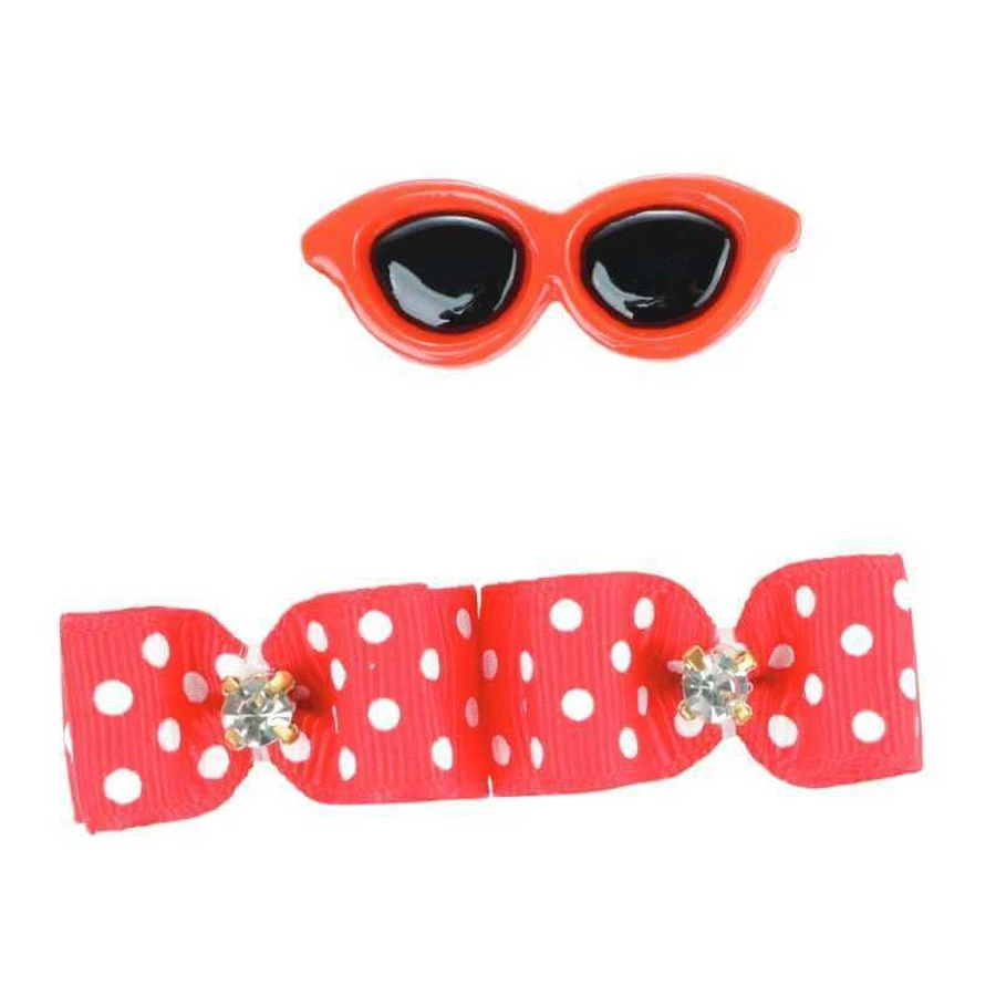 M-Pets Glam Набір шпильок (окуляри і 2 резинки-бантика) для собак, 3 шт. (Червоний): ціни та характеристики