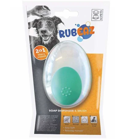 M-Pets Rubeaz Soap Dispenser & Brush Щітка-масажер з диспенсером для купання собак та котів, 11,5х7,5 см (Зелений): ціни та характеристики