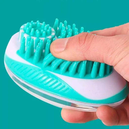 M-Pets Rubeaz Soap Dispenser & Brush Щітка-масажер з диспенсером для купання собак та котів, 11,5х7,5 см (Зелений): ціни та характеристики