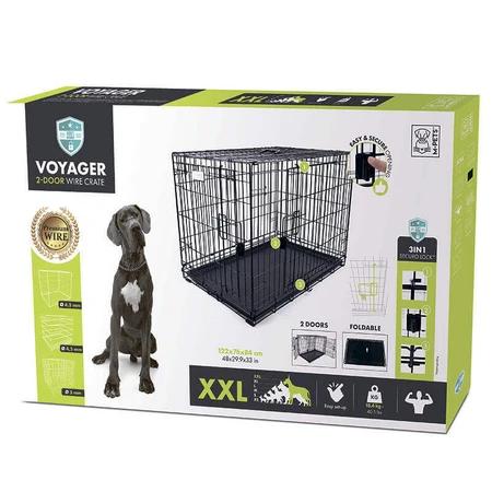 M-Pets Voyager Wire Crate 2 doors Дротова клітка з 2 дверима та запатентованим замком Securo lock для собак, XXL (122х76х84 см) (Чорний): ціни та характеристики