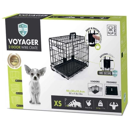 M-Pets Voyager Wire Crate 2 doors Дротова клітка з 2 дверима та запатентованим замком Securo lock для собак, XS (46x30x35,6 cм) (Чорний): ціни та характеристики