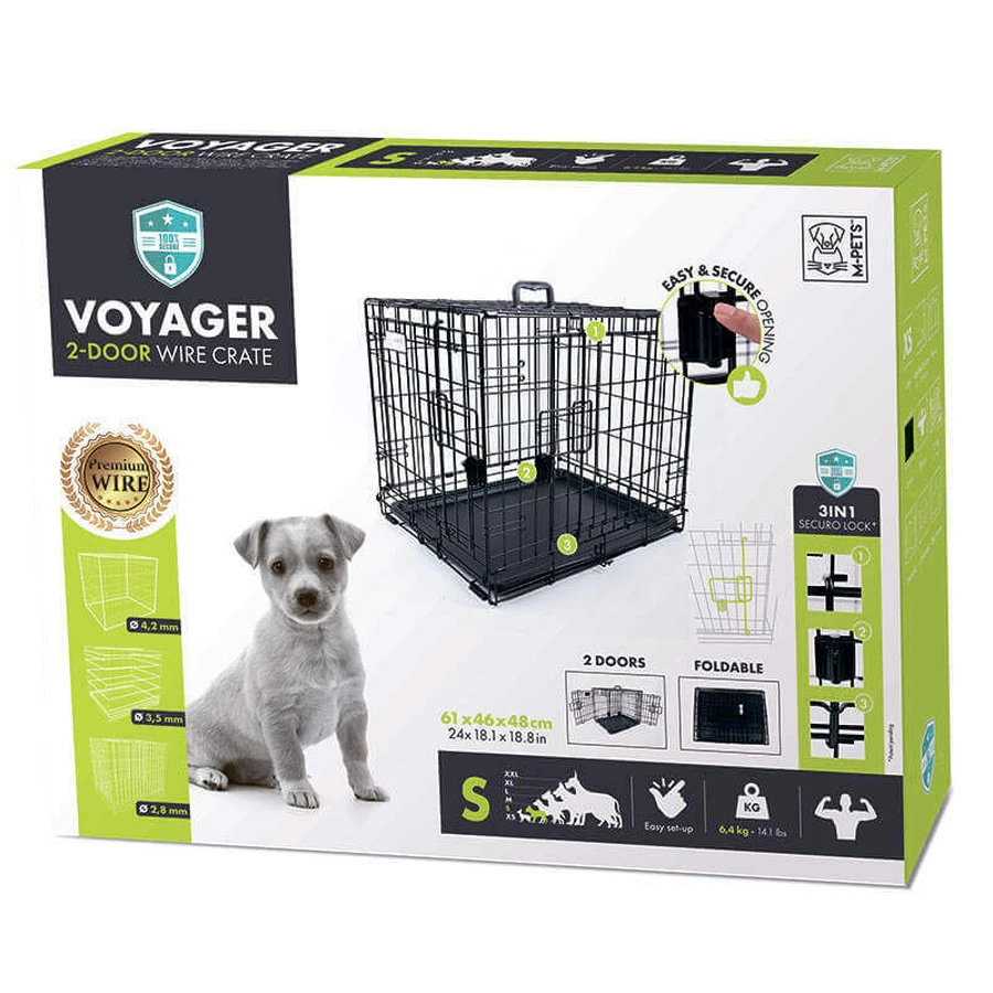 M-Pets Voyager Wire Crate 2 doors Дротова клітка з 2 дверима та запатентованим замком Securo lock для собак, S (61х46х48 см) (Чорний): ціни та характеристики