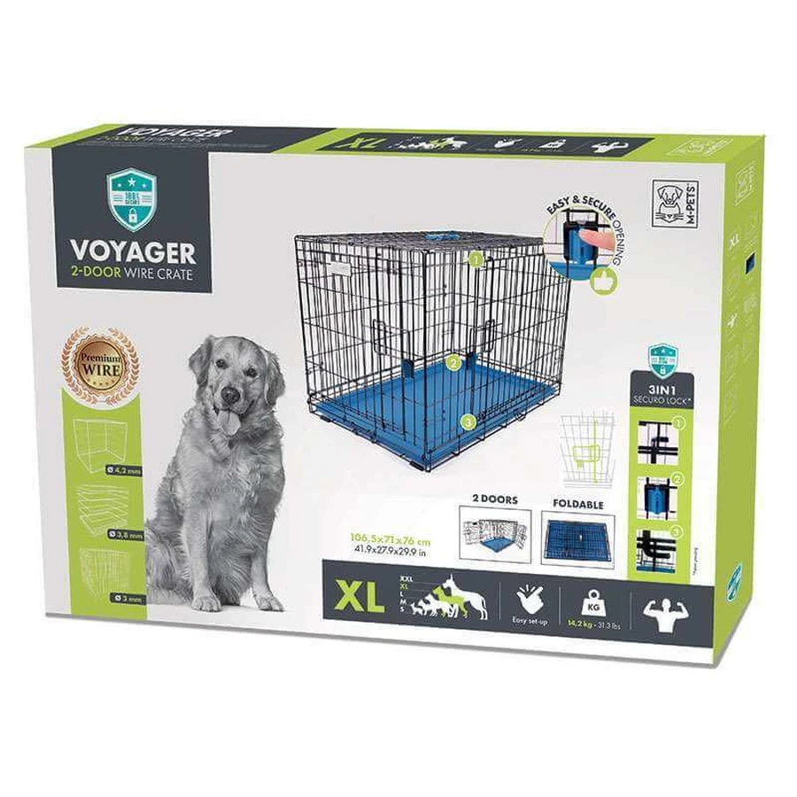 M-Pets Voyager Wire Crate 2 doors Дротова клітка з 2 дверима та запатентованим замком Securo lock для собак, XL (106,5х71х76 см) (Синій): ціни та характеристики