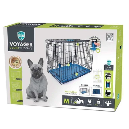 M-Pets Voyager Wire Crate 2 doors Проволочная клетка с 2 дверьми и запатентованным замком Securo lock для собак, M (76х48х53 см) (Синий): цены и характеристики