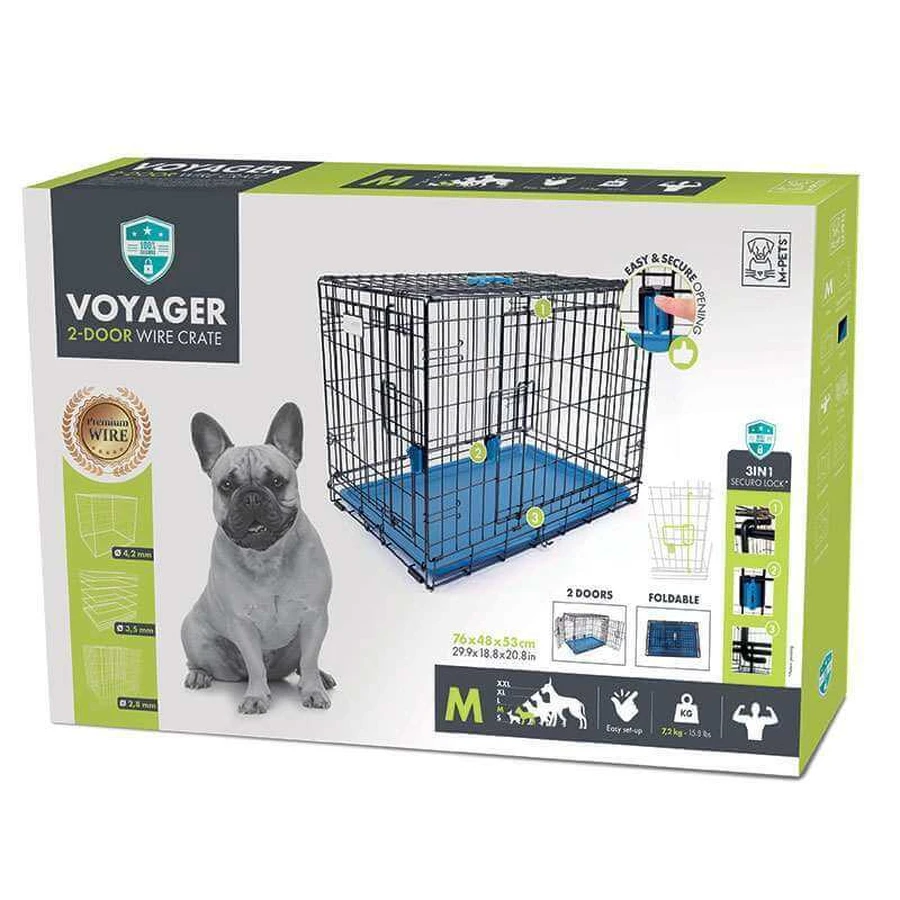 M-Pets Voyager Wire Crate 2 doors Проволочная клетка с 2 дверьми и запатентованным замком Securo lock для собак, M (76х48х53 см) (Синий): цены и характеристики
