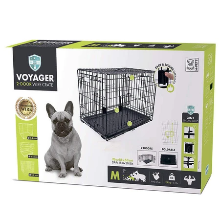 M-Pets Voyager Wire Crate 2 doors Проволочная клетка с 2 дверьми и запатентованным замком Securo lock для собак, M (76x48x53 см) (Черный): цены и характеристики