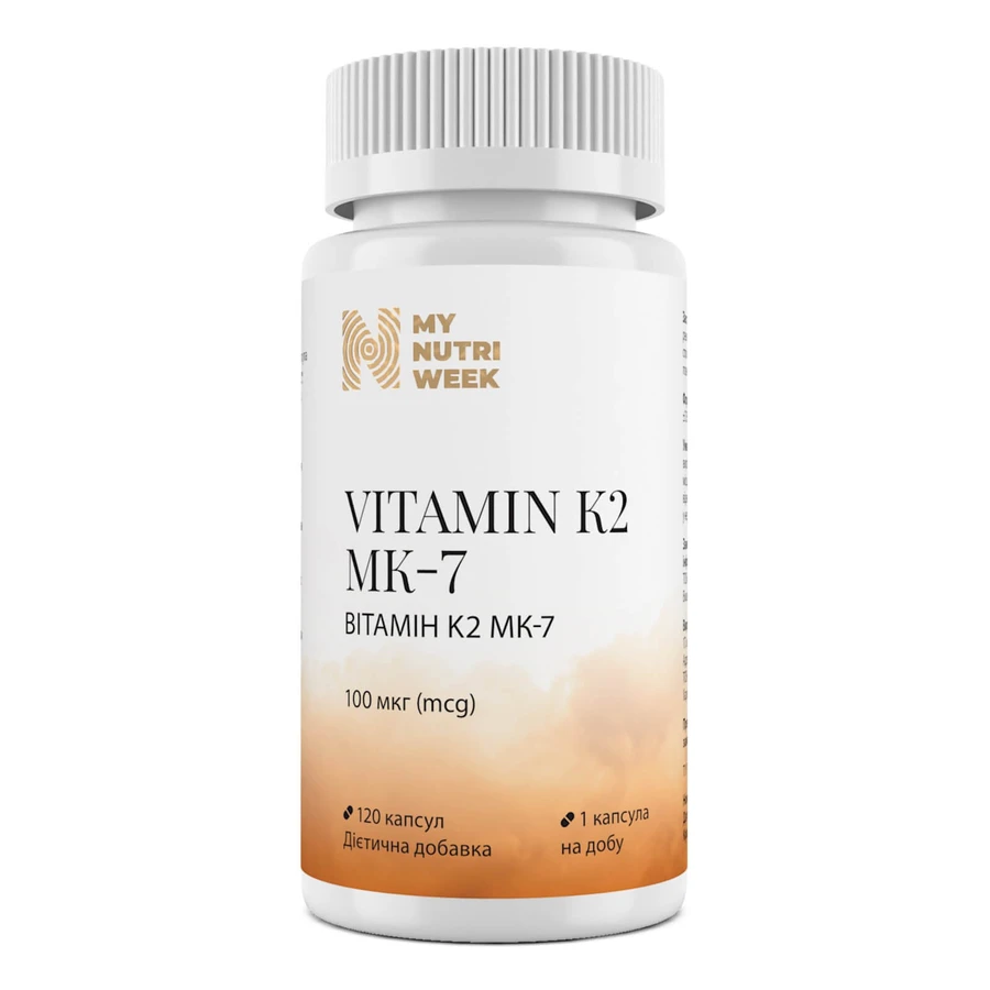 Вітамін К2-менахінон-7, Vitamin K2 MK-7, My Nutri Week, 100 мкг, 120 капсул: ціни та характеристики