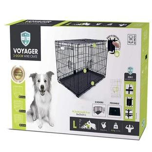 M-Pets Voyager Wire Crate 2 doors Дротова клітка з 2 дверима та запатентованим замком Securo lock для собак, L (91,5х58,5х63,5 см) (Чорний)