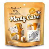 Natural Kitty Meaty Cube 100% Chicken&Pumpkin Натуральні ласощі кубики з м'яса курки в гарбузовому соусі для котів і собак, 60 г
